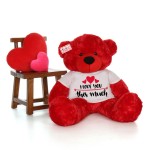 Giant 5 Feet Personalized Teddy Bear wearing I Love You This Much Tshirt - Choose From 7 Colors